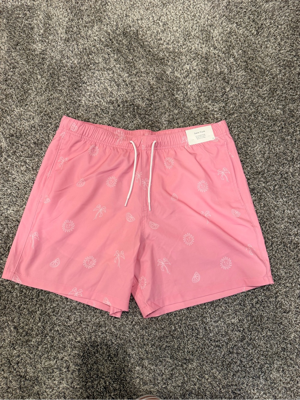 Hollister Pink Swim Trunks with White Tropical Icons